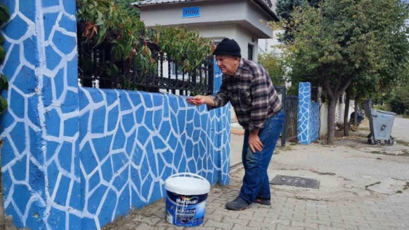 Veteriner Hekimden mezun olduğu köy okulunda örnek boya çalışması