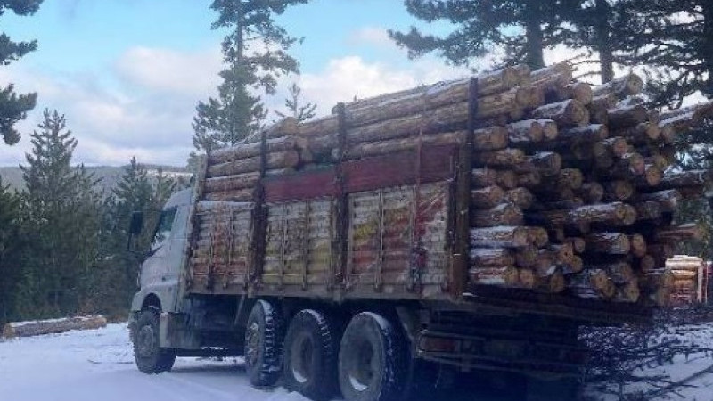 Simav’da orman yolunda kalan kamyonların imdadına orman işletme müdürlüğü ekipleri yetişti