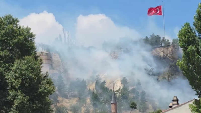 Hisar kalesi altında korkutan yangın 