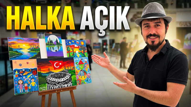 Tavşanlılı öğrencilerin akrilik fırça dokunuşları Bedesten Avm'de
